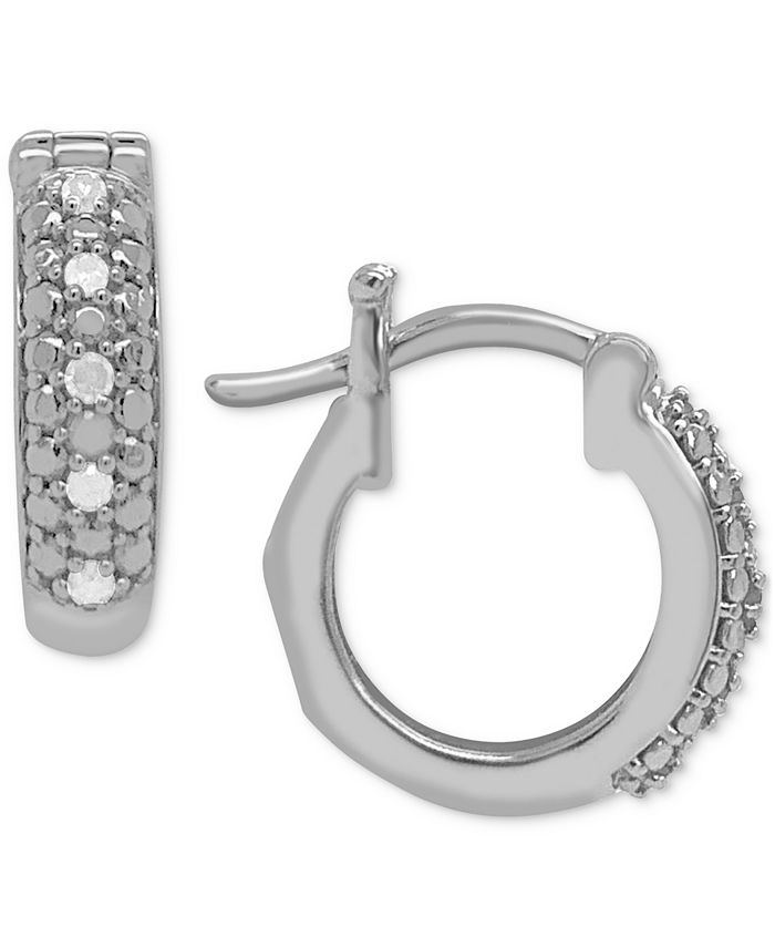 Macy's Diamond Hoop Earrings in Sterling Silver