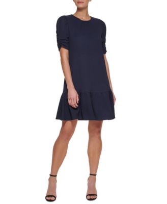DKNY Ruched Sleeve Trapeze Dress 