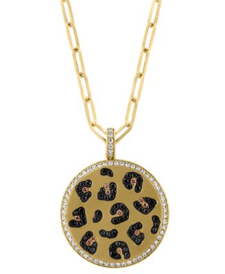 EFFY Collection - Multicolor Diamond Animal Print Disc 18" Pendant Necklace (3/4 ct. t.w.) in 14k Gold