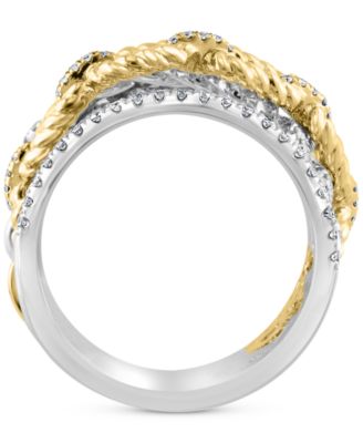 EFFY&reg; Diamond & Rope Chain Openwork Statement Ring (5/8 ct. t.w.) in 14k White and Yellow Gold 