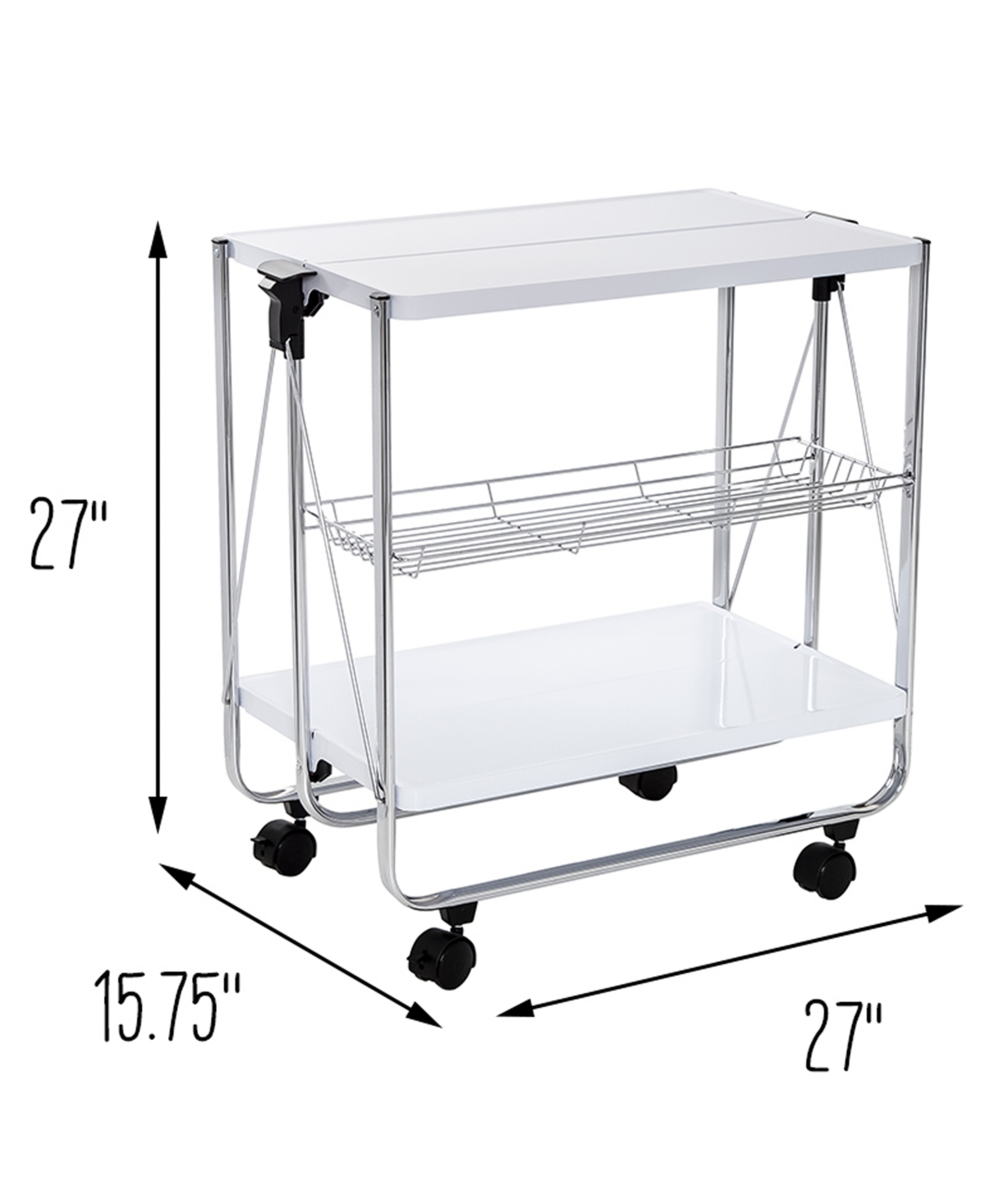 Shop Honey Can Do Modern Foldable Rolling Kitchen Cart In White