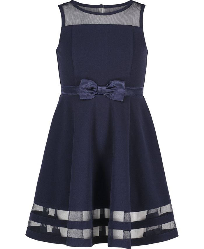 Calvin Klein Little Girls Illusion Mesh Bow Front Dress & Reviews - Dresses  - Kids - Macy's