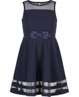 Big Girls Illusion Mesh Bow Front Dress