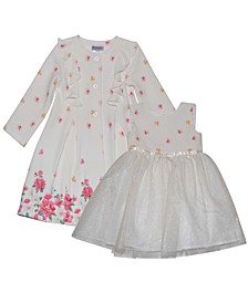 Baby Girls Ruffle-Trim Floral Swing Coat and Tulle-Skirted Dress, 2 Piece Set