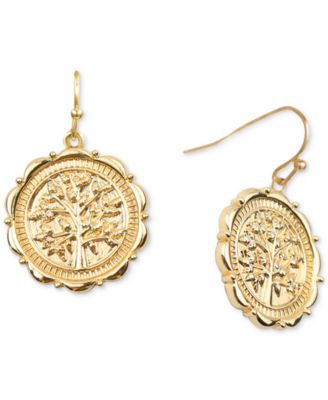 Photo 1 of Charter Club Gold-Tone Tree Of Life Medallion Drop Earrings, Created for Macy's