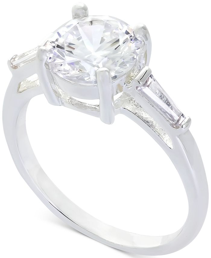 Charter Club Silver Tone Crystal Engagement Ring Created for