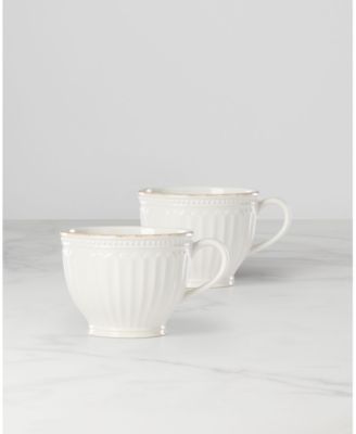 French Perle Groove Latte Mug Set, 2 Piece