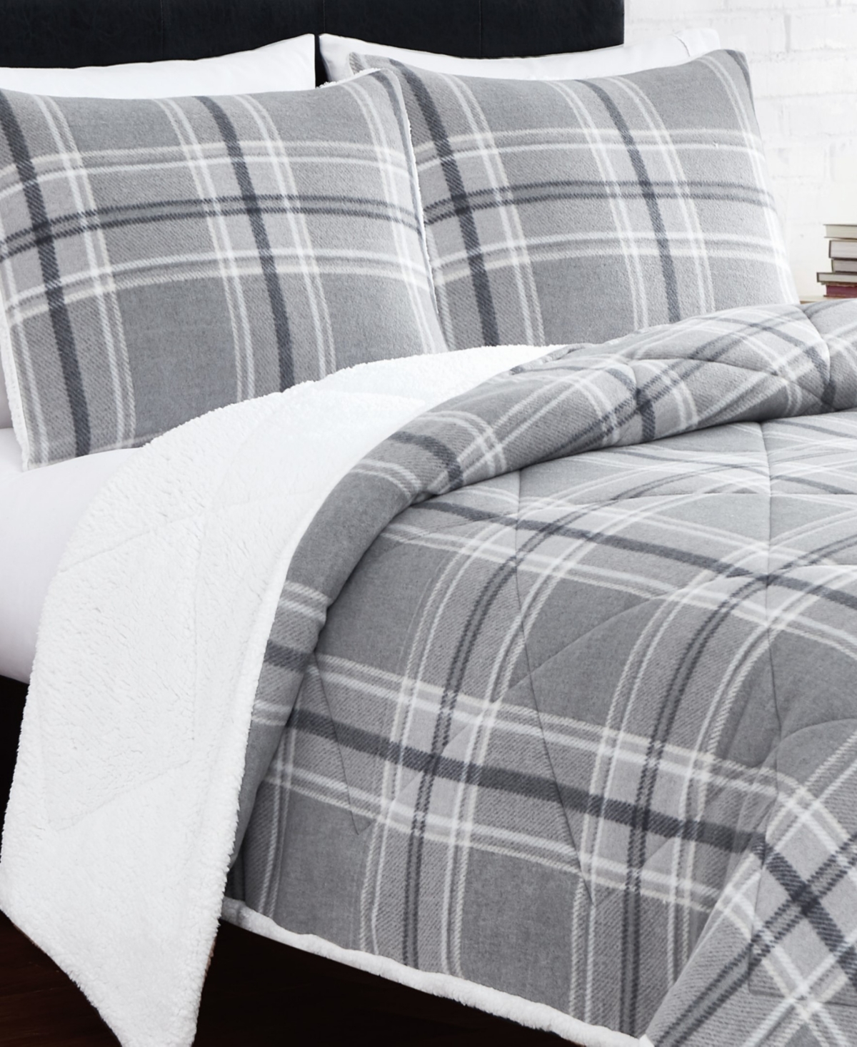 Cannon Cozy Teddy Plaid 2 Piece Comforter Set, Xl