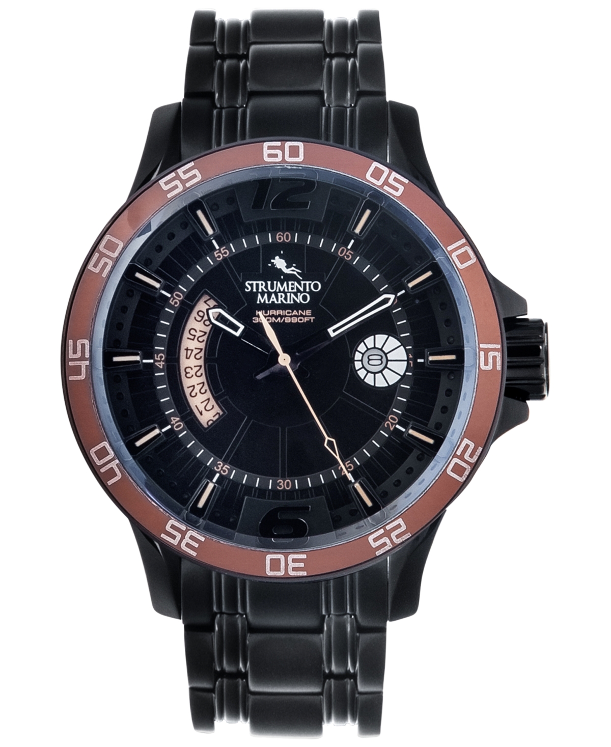 Strumento Marino Men's Hurricane Black Ion-plated Stainless Steel Bracelet Watch 46mm In Black,brown
