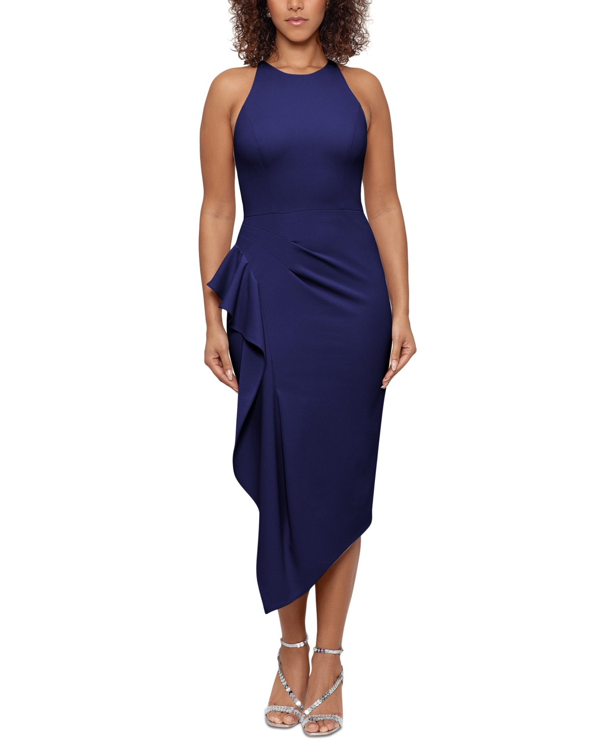 Betsy adam petite side ruffle sheath dress in night modesens