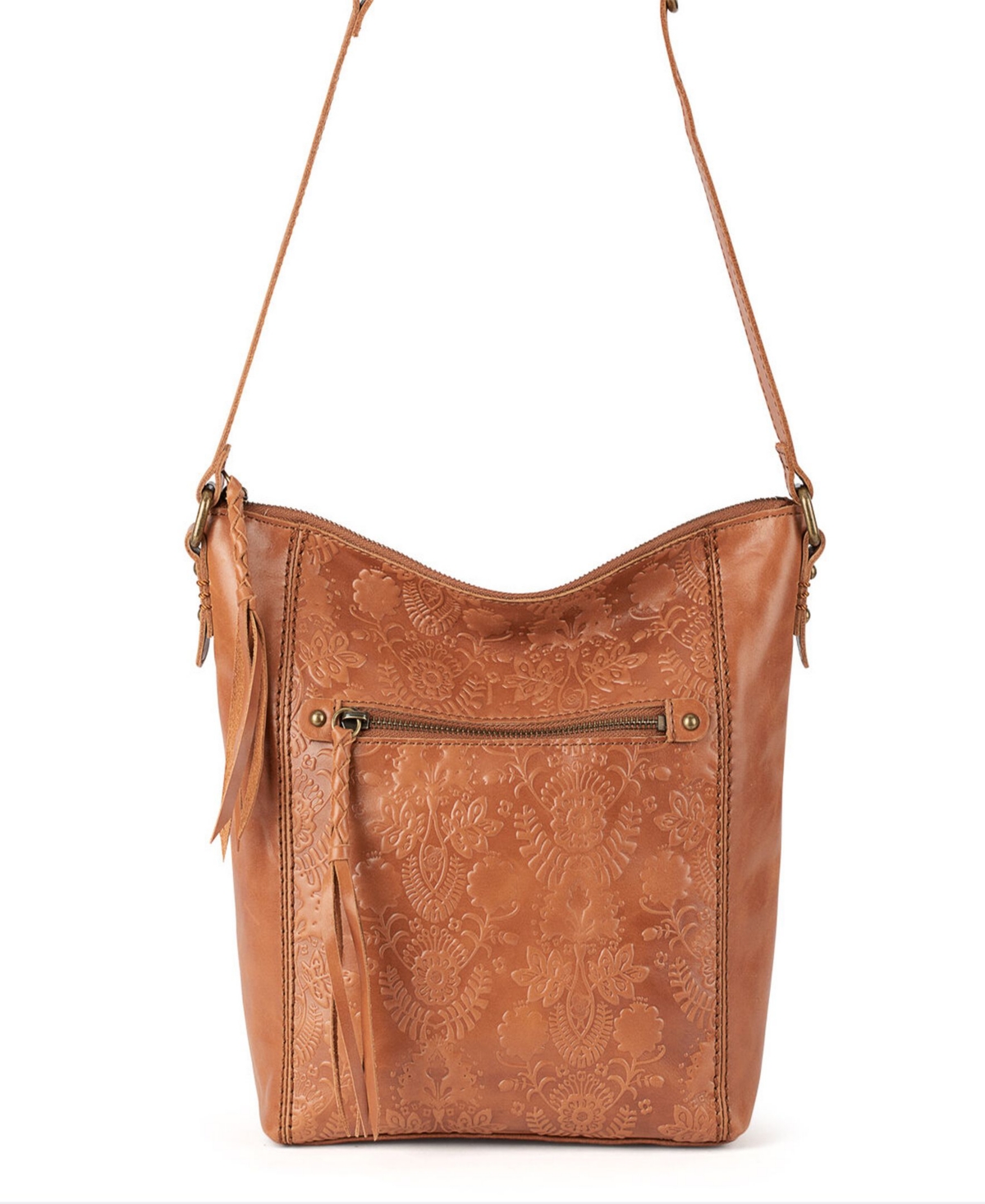 The Sak Women's Ashland Leather Crossbody Bag In Tobacco Floral Emboss
