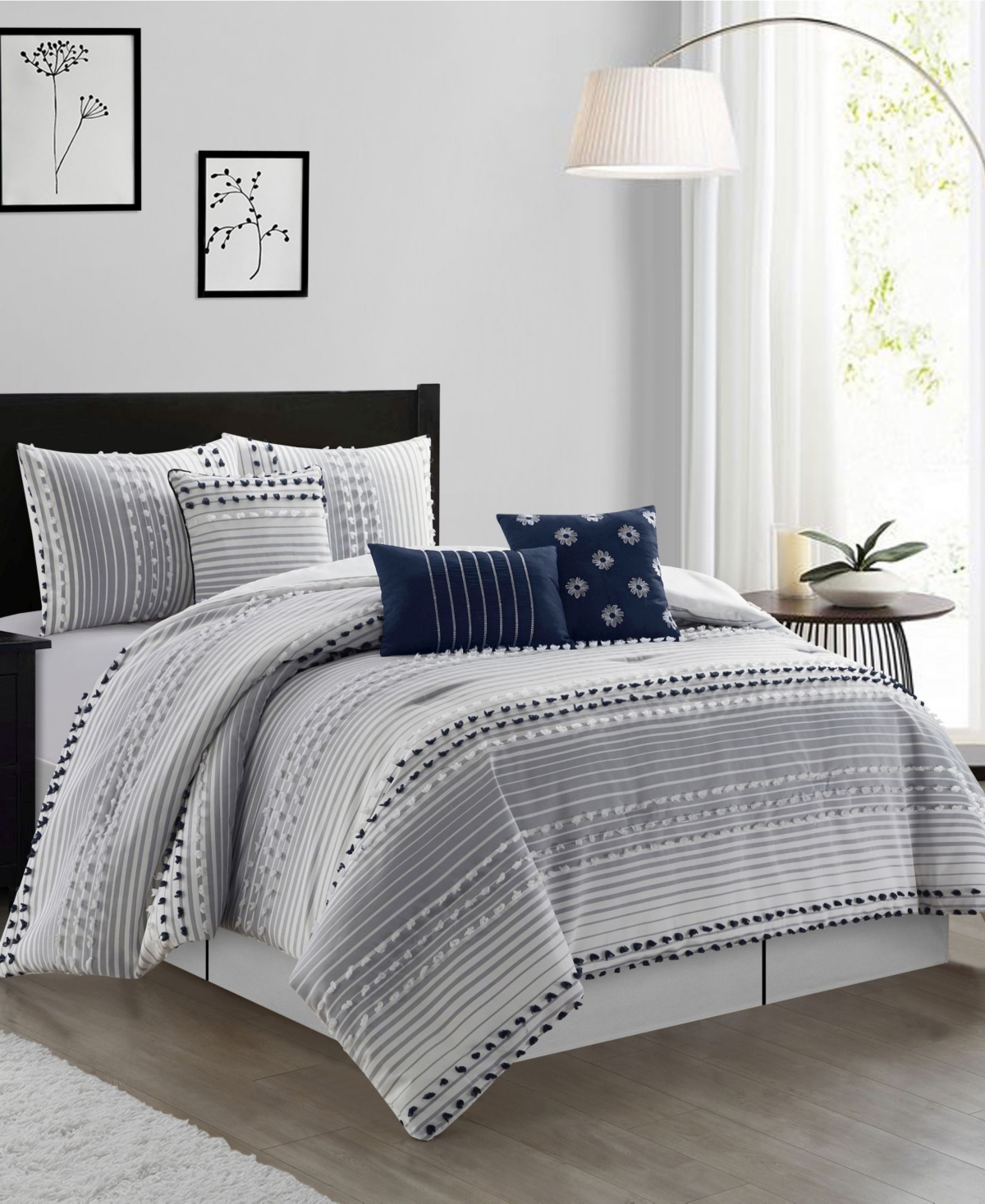 Stratford Park Clarissa 7piece Comforter Set, Queen Bedding In Blue ModeSens