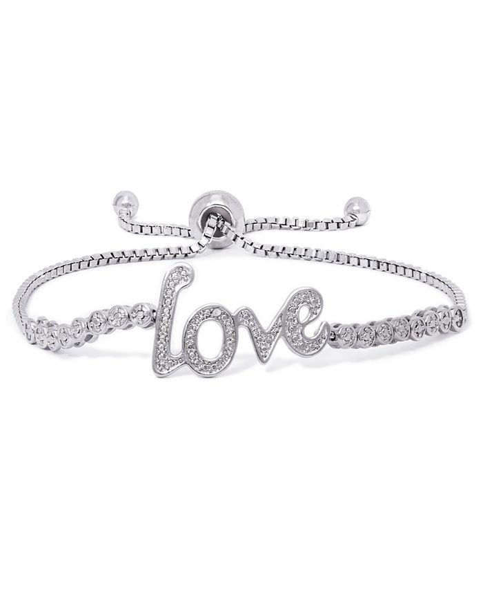 Macy's Diamond Accent 'Love' Adjustable Bolo Bracelet - Macy's