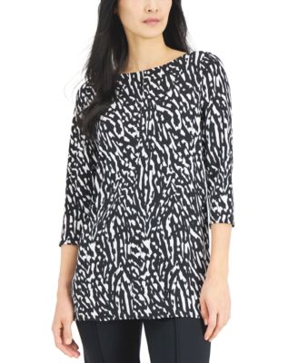 Alfani Boat-Neck 3/4-Sleeve Printed 