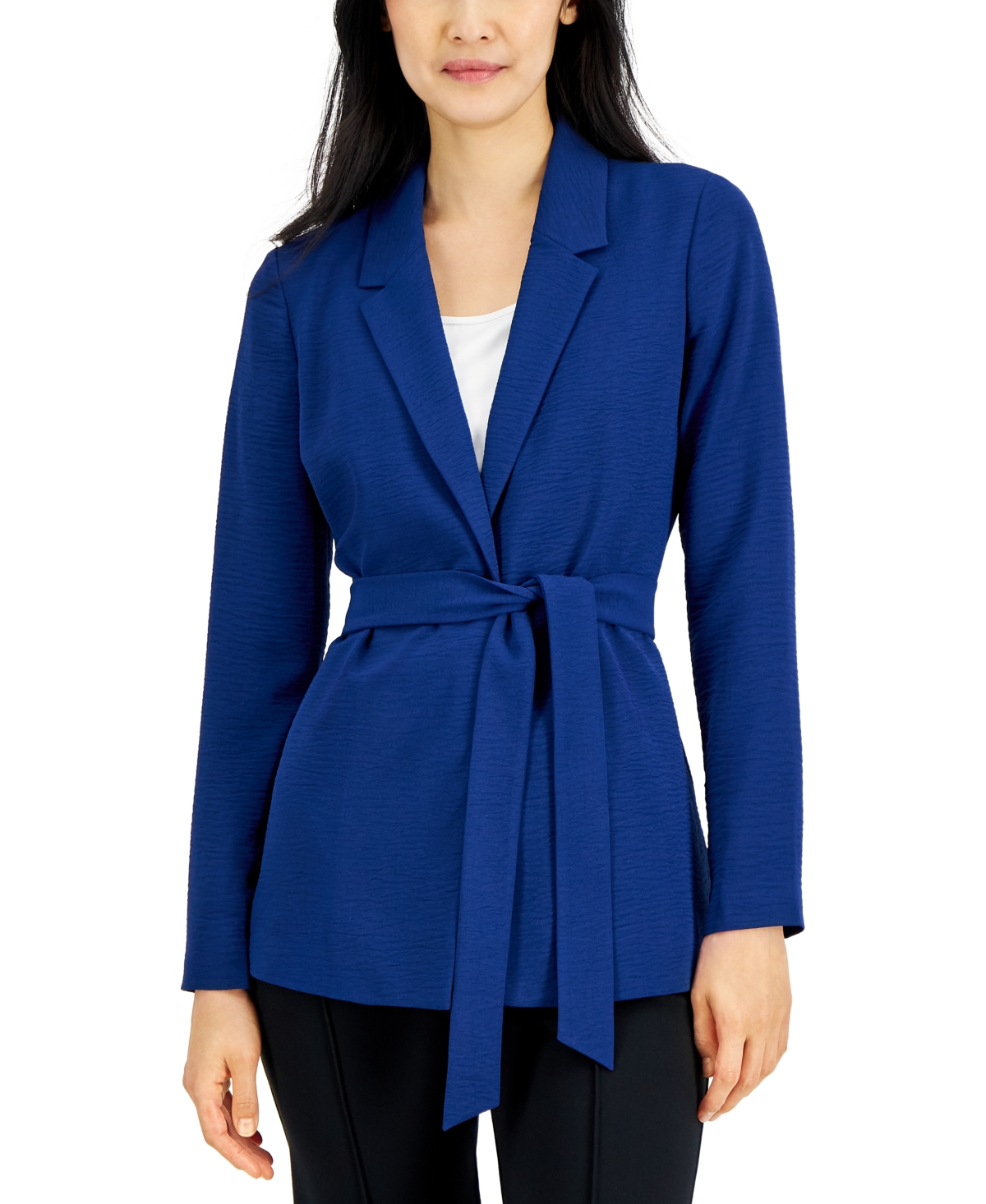 Alfani Women s Tie Blazer Created For Macy s In Blazing Navy