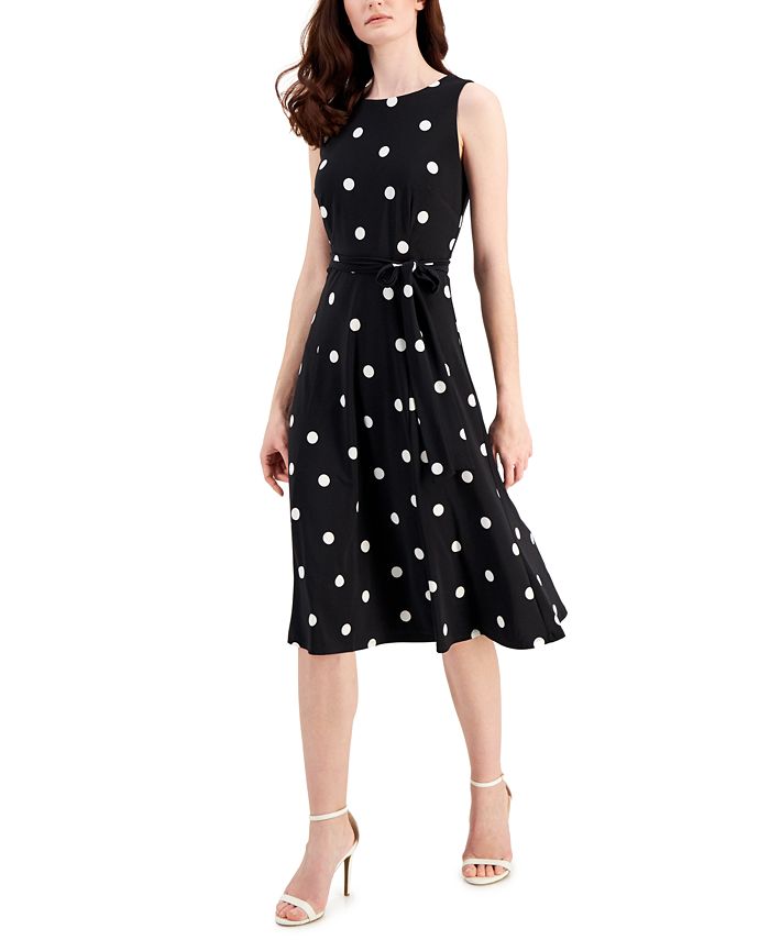 Kasper Petite Dot-Print Midi Dress - Macy's