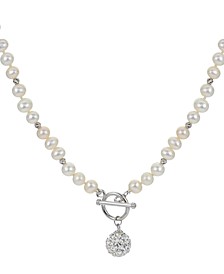 Cultured Freshwater Pearl (5 - 5-1/2mm) & Crystal 18" Statement Necklace in Sterling Silver