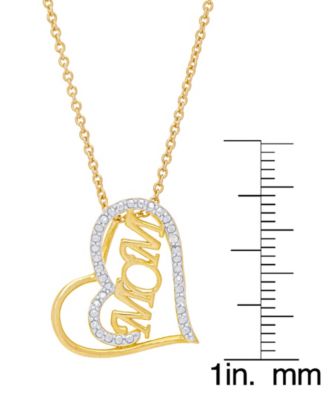 Women's Diamond Accent 'Mom' Heart Pendant Necklace