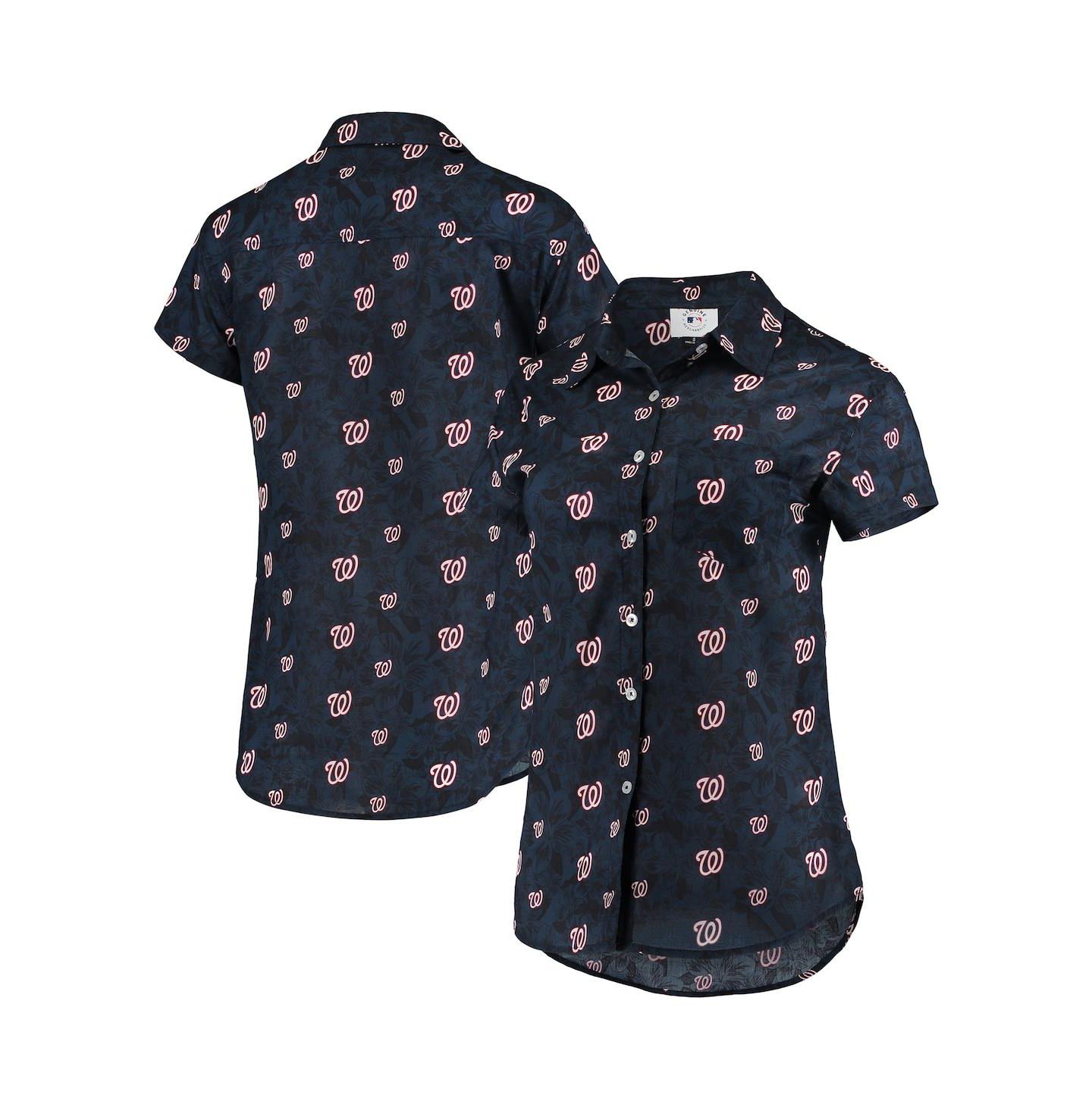 Женская рубашка FOCO Navy Washington Nationals Floral Button Up — фото 1