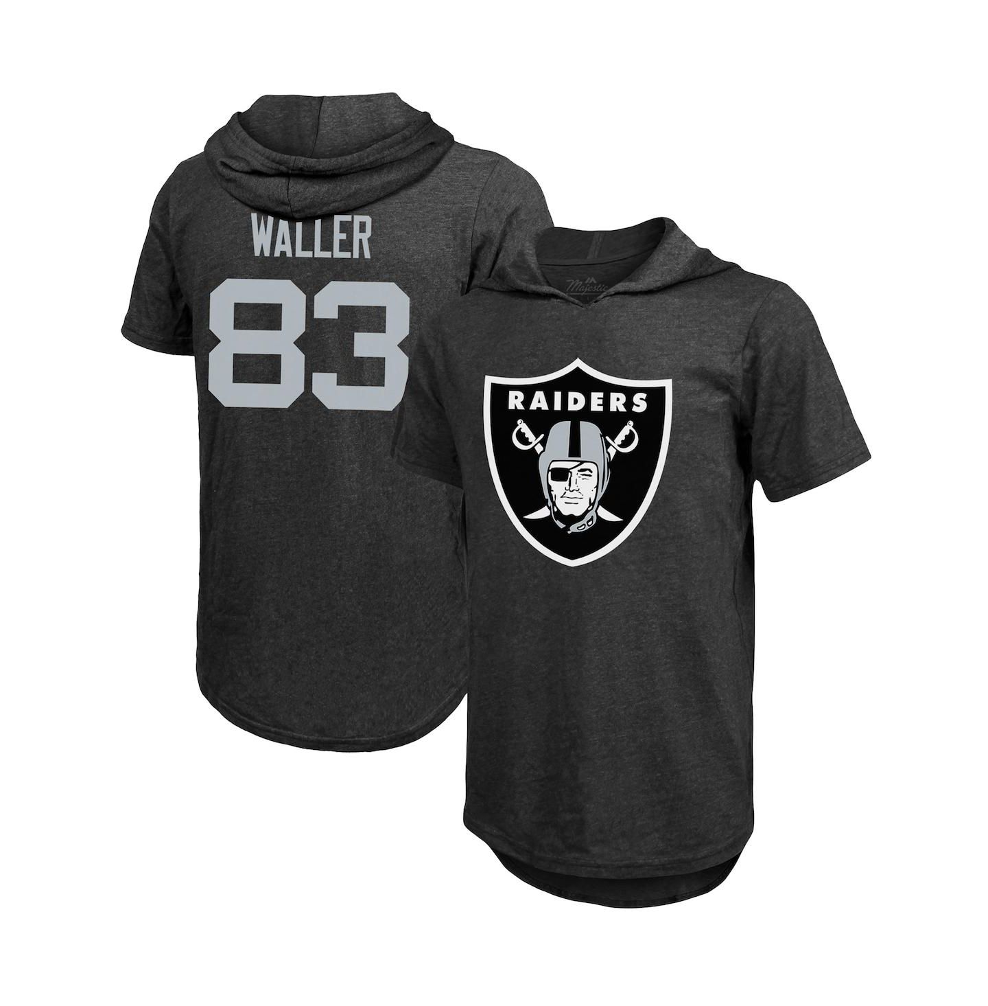 Мужское худи Majestic Threads Darren Waller Black Las Vegas Raiders Player Name and Number Tri-Blend T-shirt — фото 1