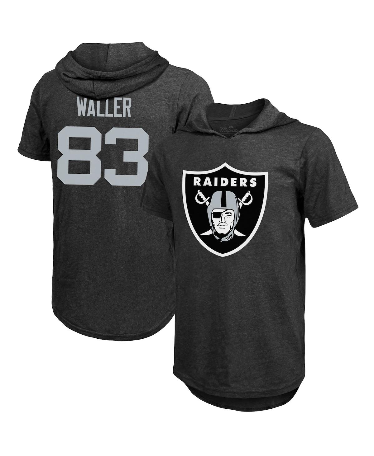 Men's Majestic Threads Darren Waller Black Las Vegas Raiders Player Name and Number Tri-Blend Hoodie T-shirt - Black