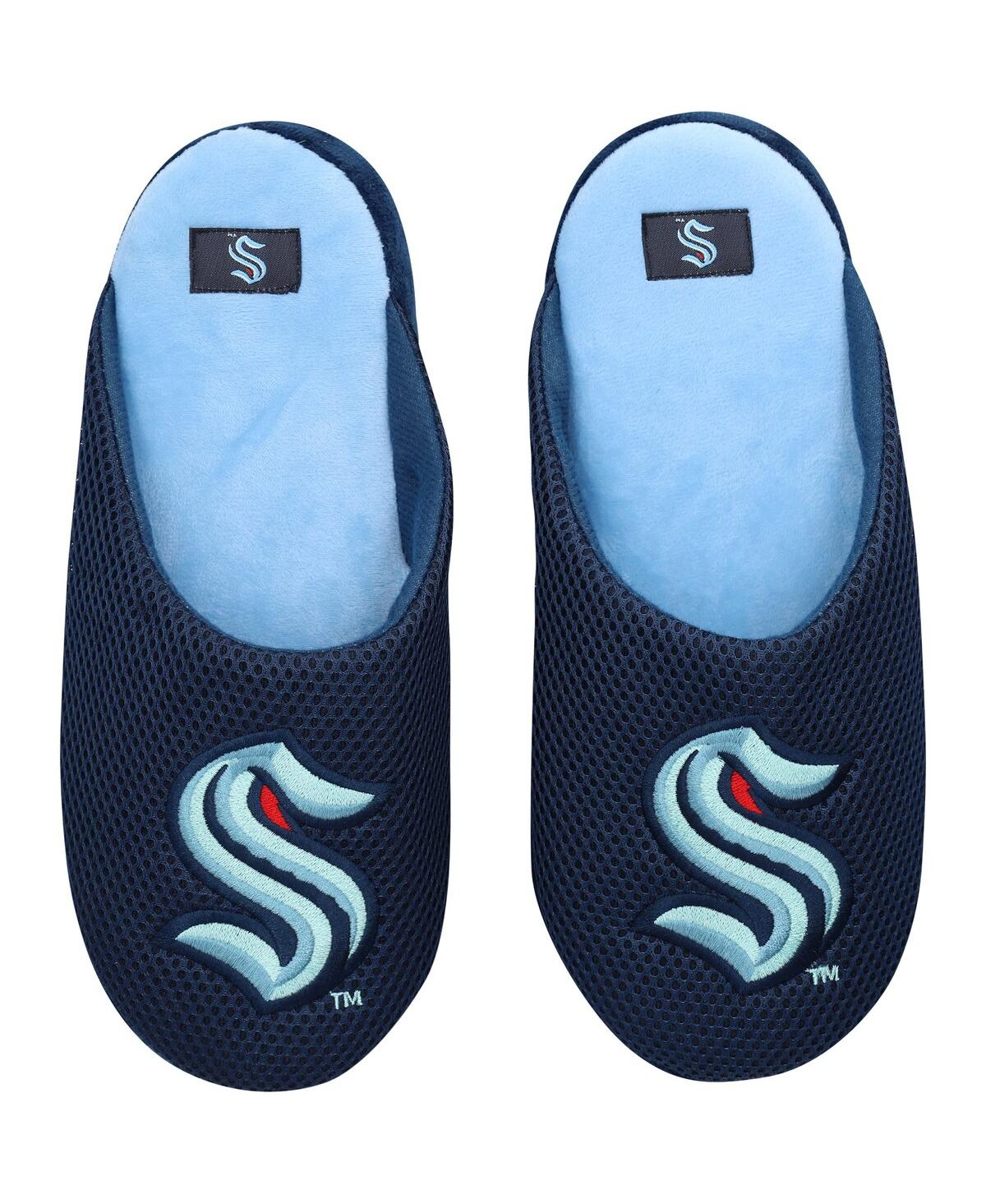 Men's Foco Seattle Kraken Big Logo Colorblock Mesh Slippers - Blue