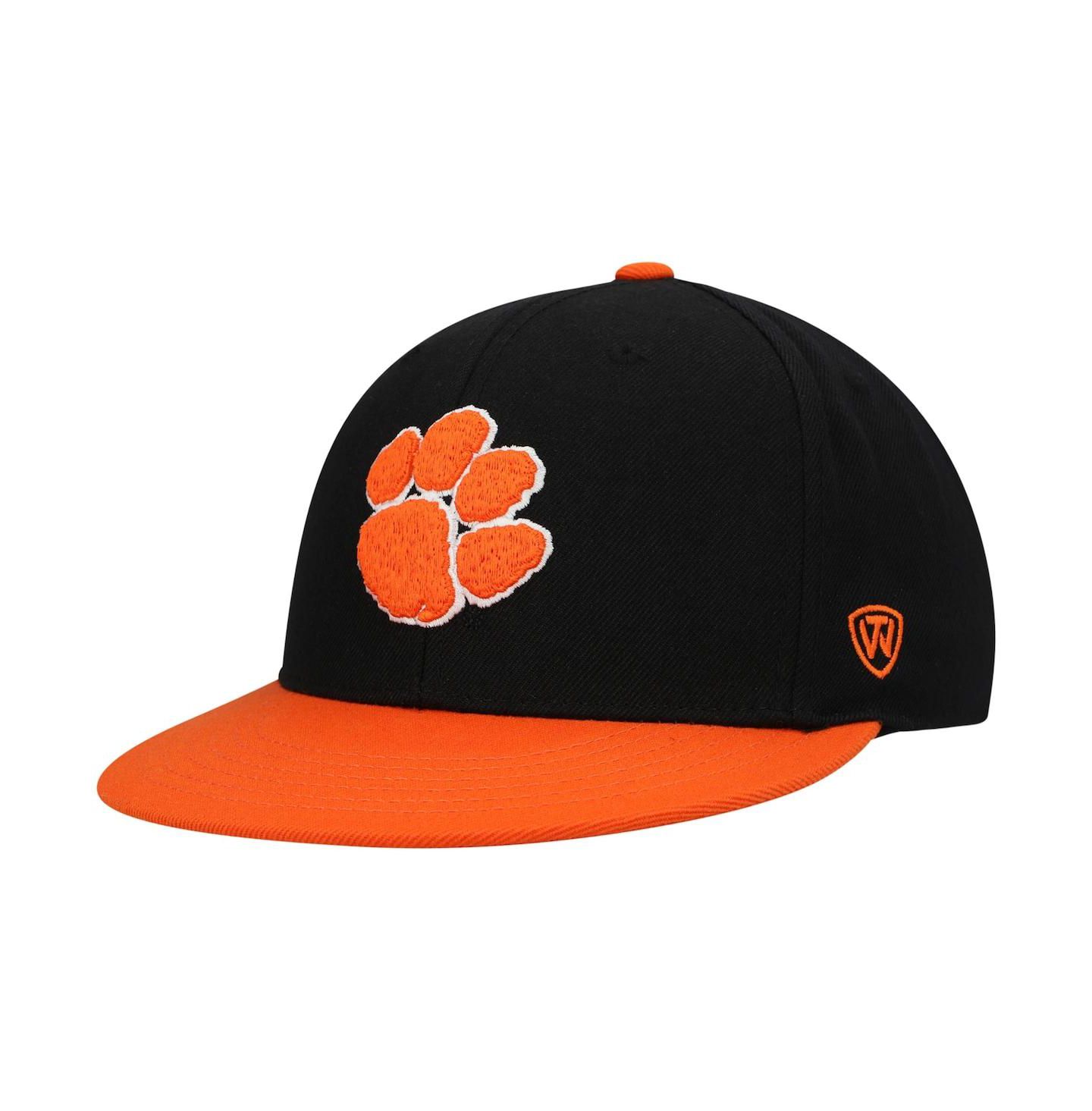 Мужская кепка Top of the World Black, Orange Clemson Tigers Team Color Two-Tone Fitted Hat — фото 1