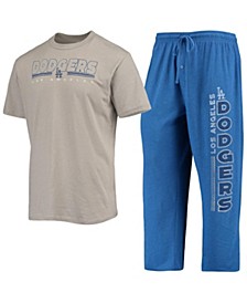 Men's Gray, Royal Los Angeles Dodgers Meter T-shirt and Pants Sleep Set