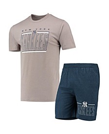 Men's Navy, Gray New York Yankees Meter T-shirt and Shorts Sleep Set