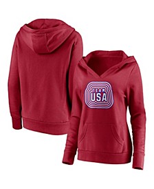 Women's Branded Red Team USA 2022 Winter Olympics Together Team V-Neck Pullover Hoodie