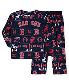 Toddler Boys and Girls Navy Boston Red Sox Allover Print Long Sleeve T-shirt and Pants Sleep Set