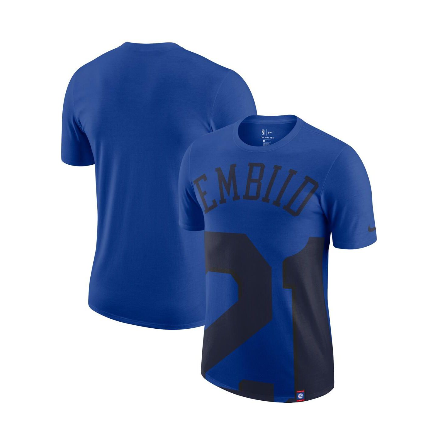 Мужская футболка Nike Joel Embiid Royal Philadelphia 76ers Oversized Name and Number — фото 2