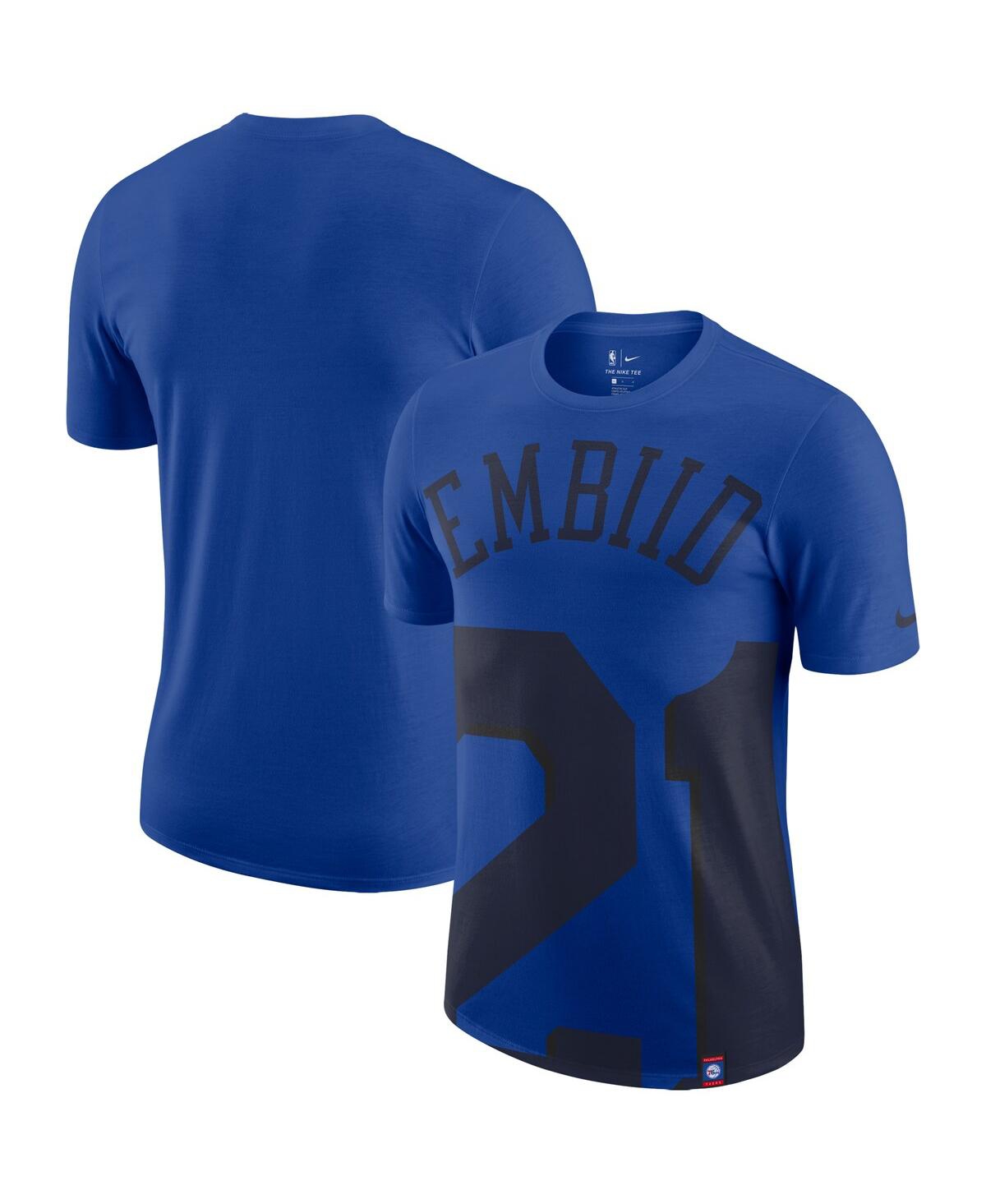 Men's Nike Joel EmbiidPhiladelphia 76ers Oversized Name and Number T-shirt - Royal