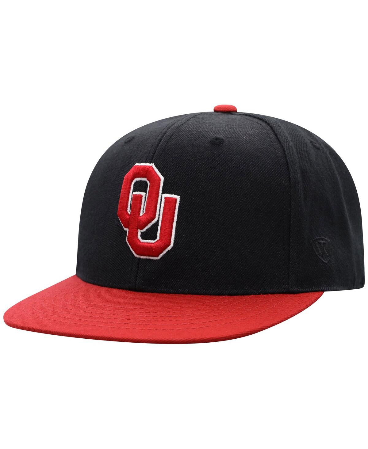 Shop Top Of The World Men's  Black, Crimson Oklahoma Sooners Team Color Two-tone Fitted Hat In Black,crimson