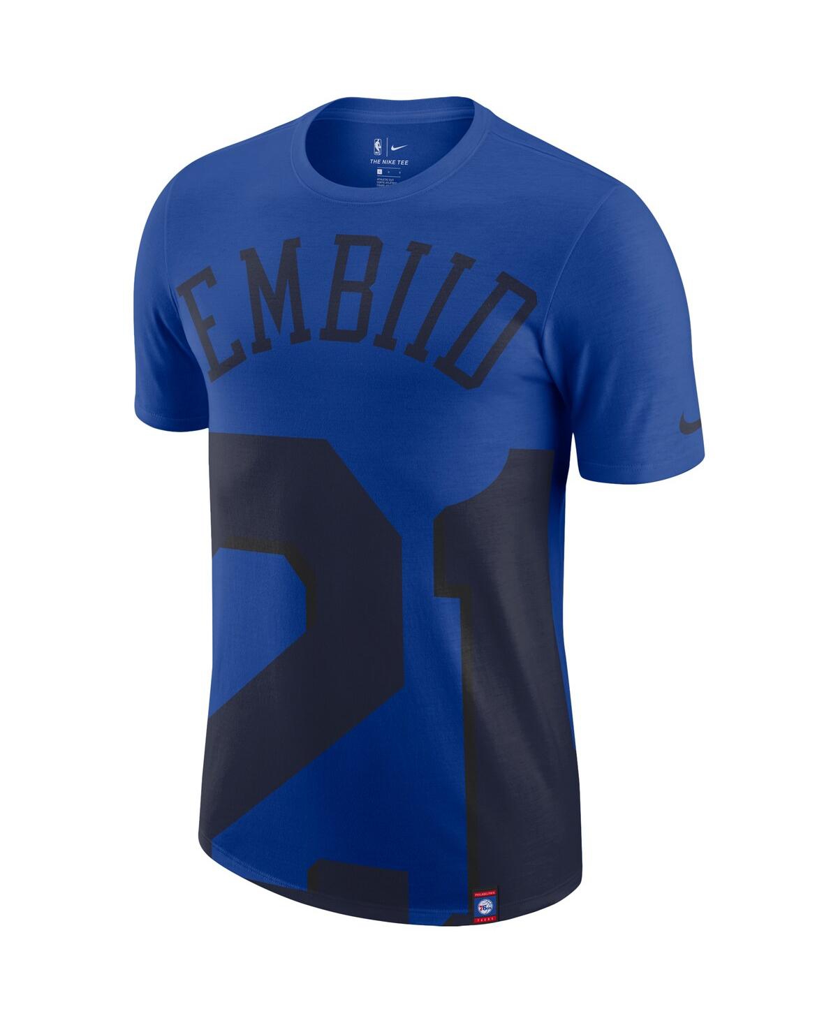 Men's Nike Joel EmbiidPhiladelphia 76ers Oversized Name and Number T-shirt - Royal