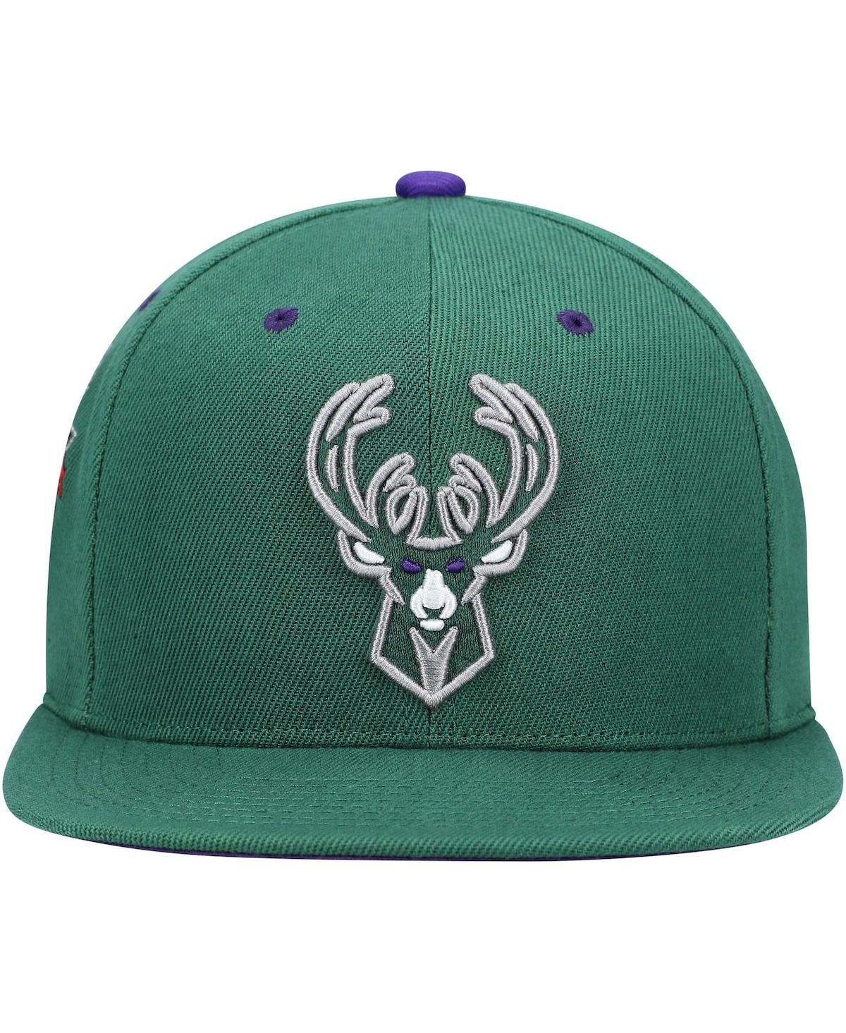 Men's Mitchell & NessMilwaukee Bucks 40th Anniversary Color Flip Snapback Hat - Hunter Green
