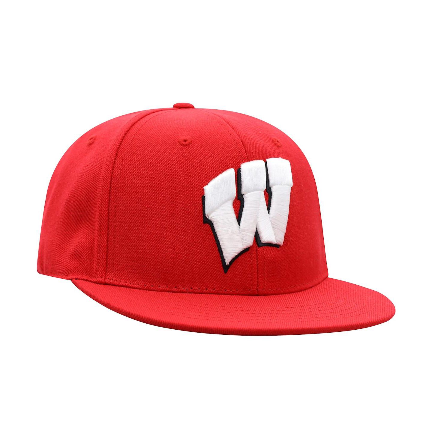 Мужская кепка Top of the World Red Wisconsin Badgers Team Color Fitted Hat — фото 4