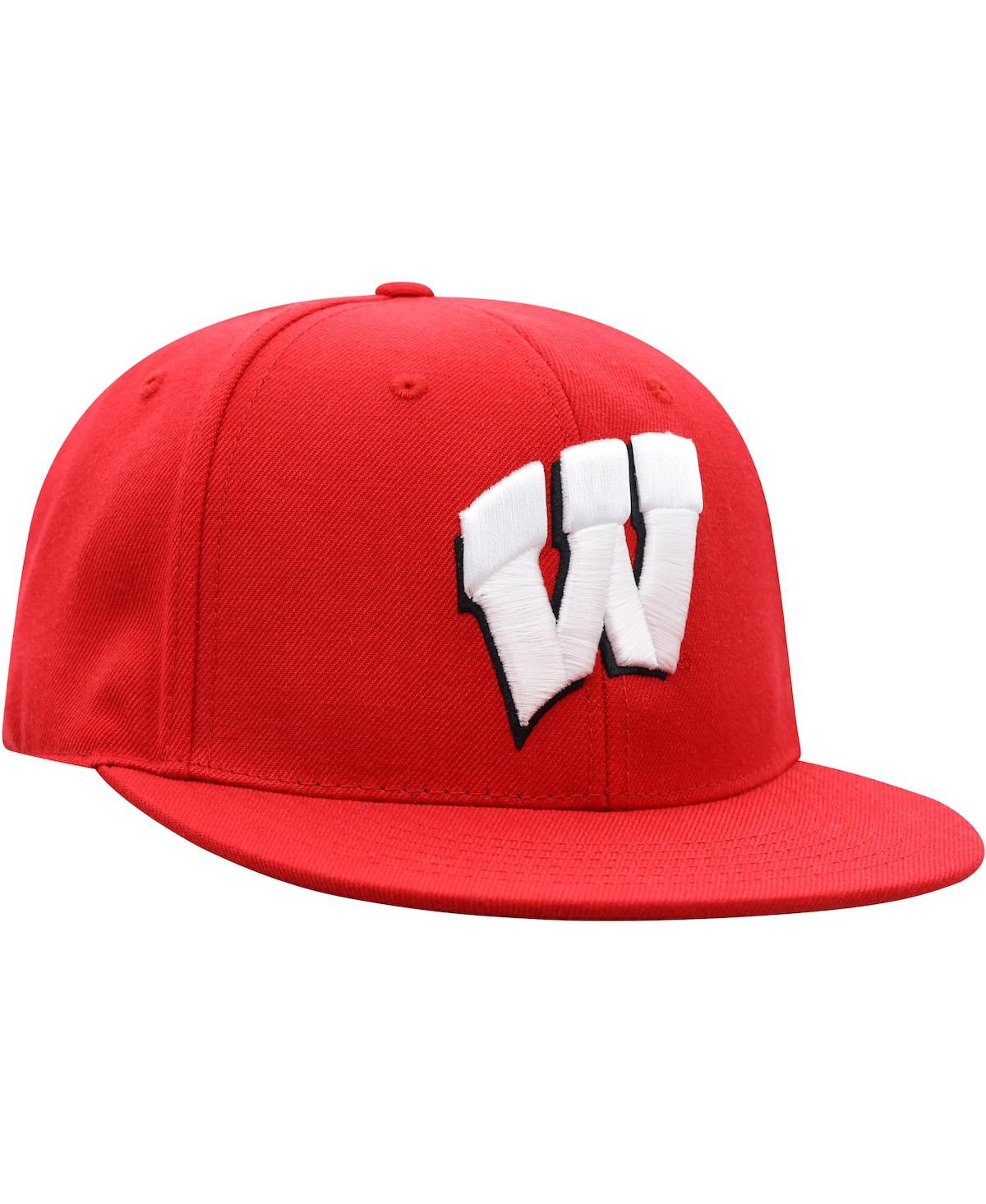 Men's Top of the WorldWisconsin Badgers Team Color Fitted Hat - Red