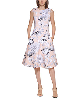 Calvin Klein Floral-Print Midi Dress - Macy's