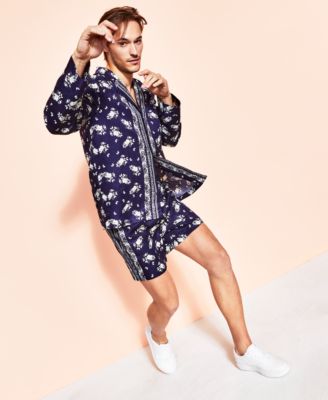 Men's Heraldic Floral Pajama Shirt, Created for Macy's