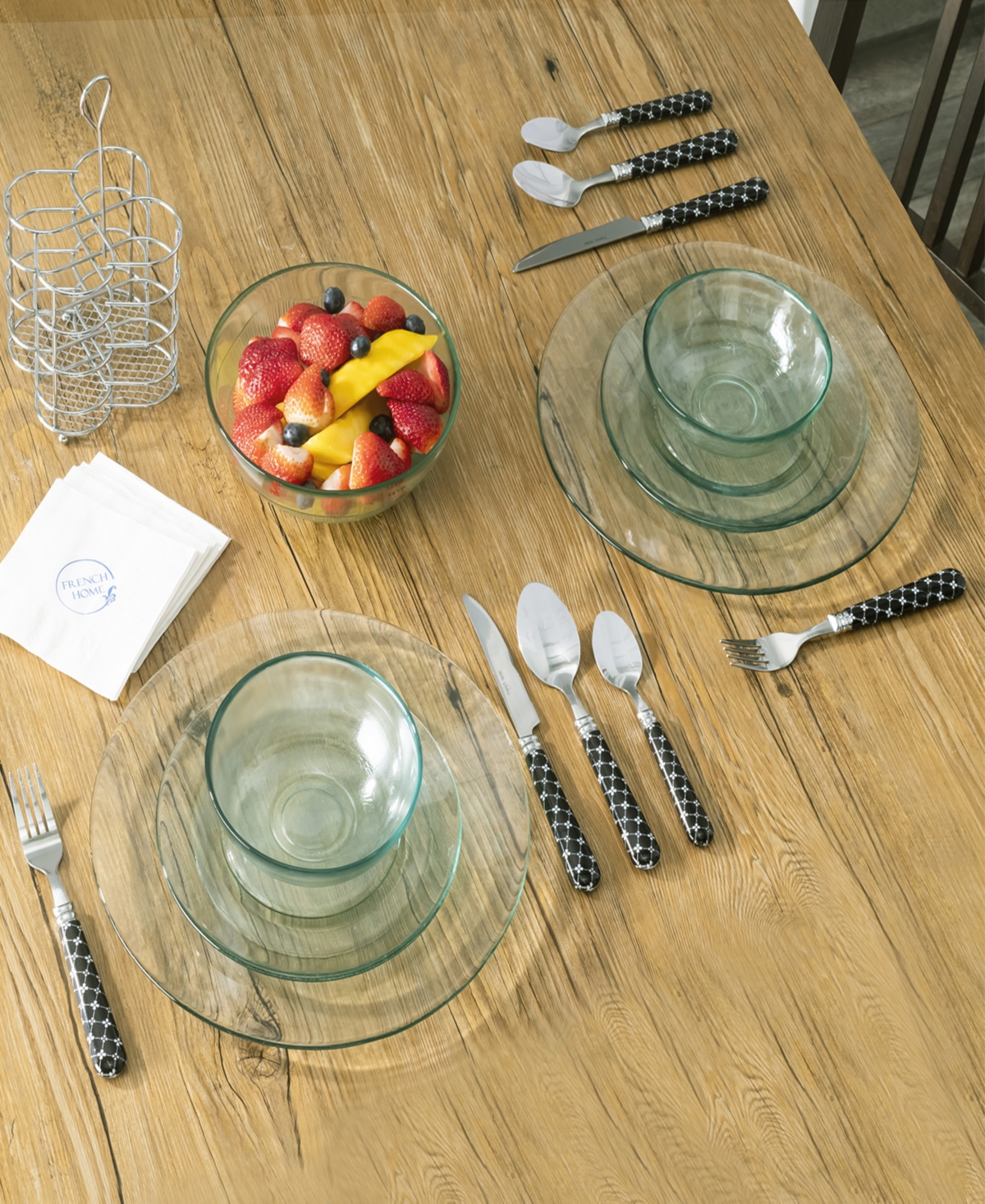 French Home Bistro Abstract Butterfly Stainless Steel 16 Piece Flatware Set, Service for 4 - White