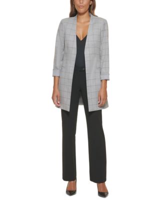 Calvin Klein Windowpane Open Front Roll 