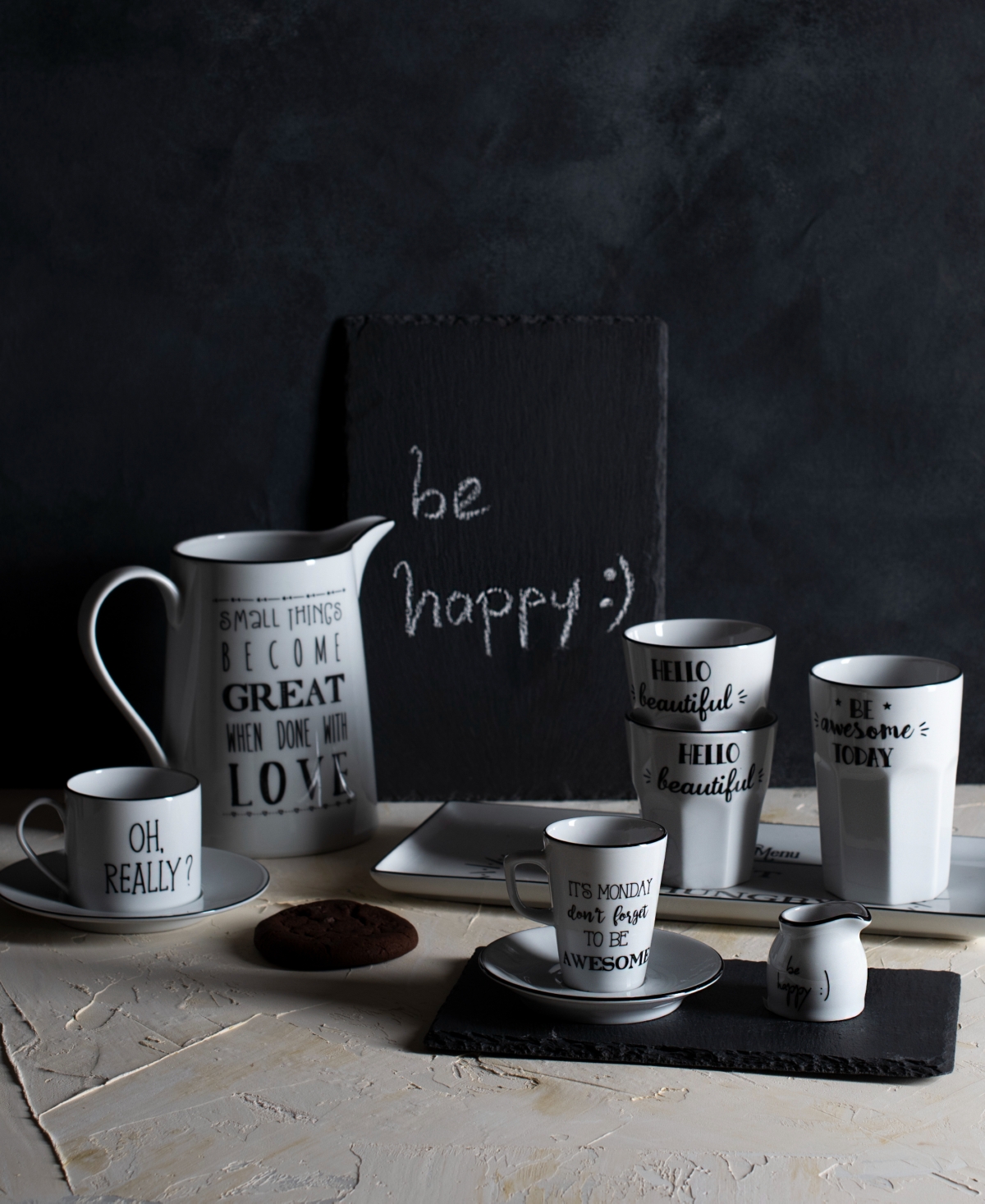 Be Happy 4-Piece Mug Set