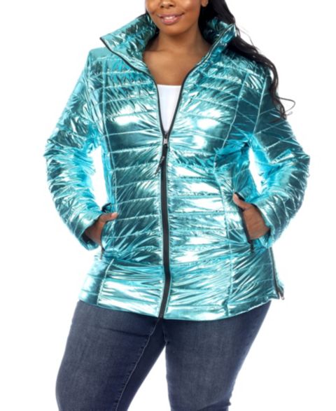 Женские куртки White Mark Plus Size Metallic Puffer Coat