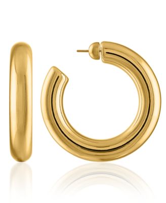 Women's Chubby Large 18K Gold-Plated Brass Hoops Earrings