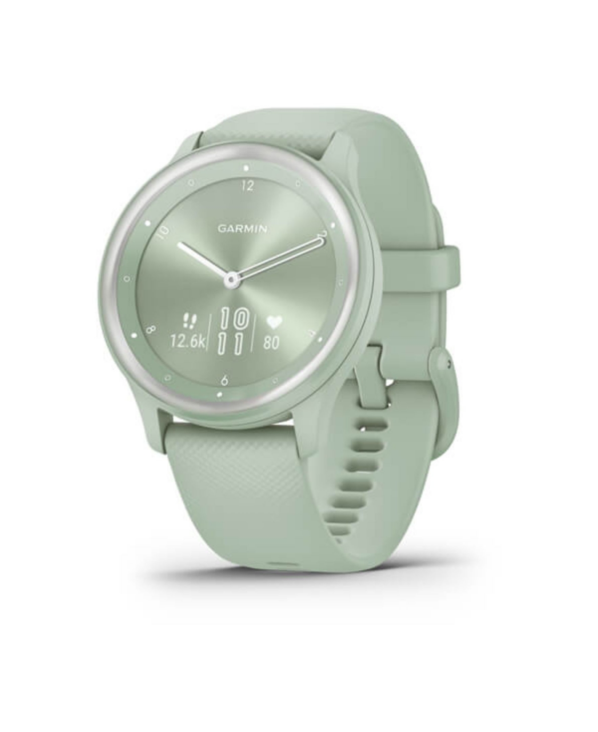Garmin Unisex Vivomove Sport Cool Mint Silicone Band with Silver-tone Accents Smart Watch 40mm