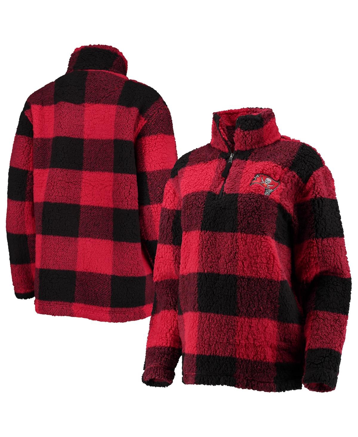 Shop G-iii 4her By Carl Banks Women's  Red Tampa Bay Buccaneers Sherpa Plaid Quarter-zip Jacket