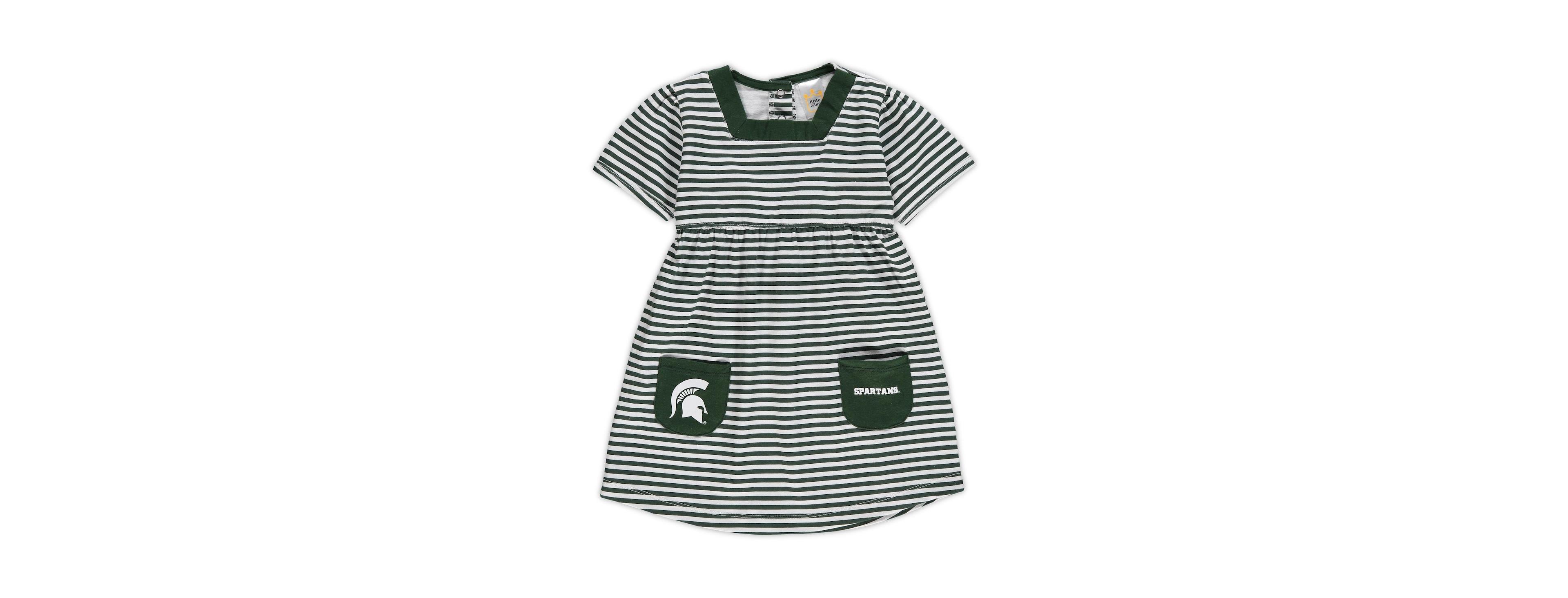 Toddler Girls Green Michigan State Spartans Striped Dress with Pockets