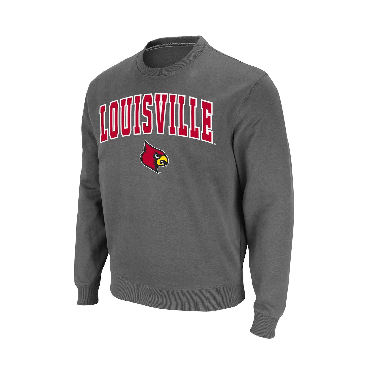 Мужская толстовка Colosseum Louisville Cardinals Arch and Logo Crew Neck, цвет: Угольный — фото 2