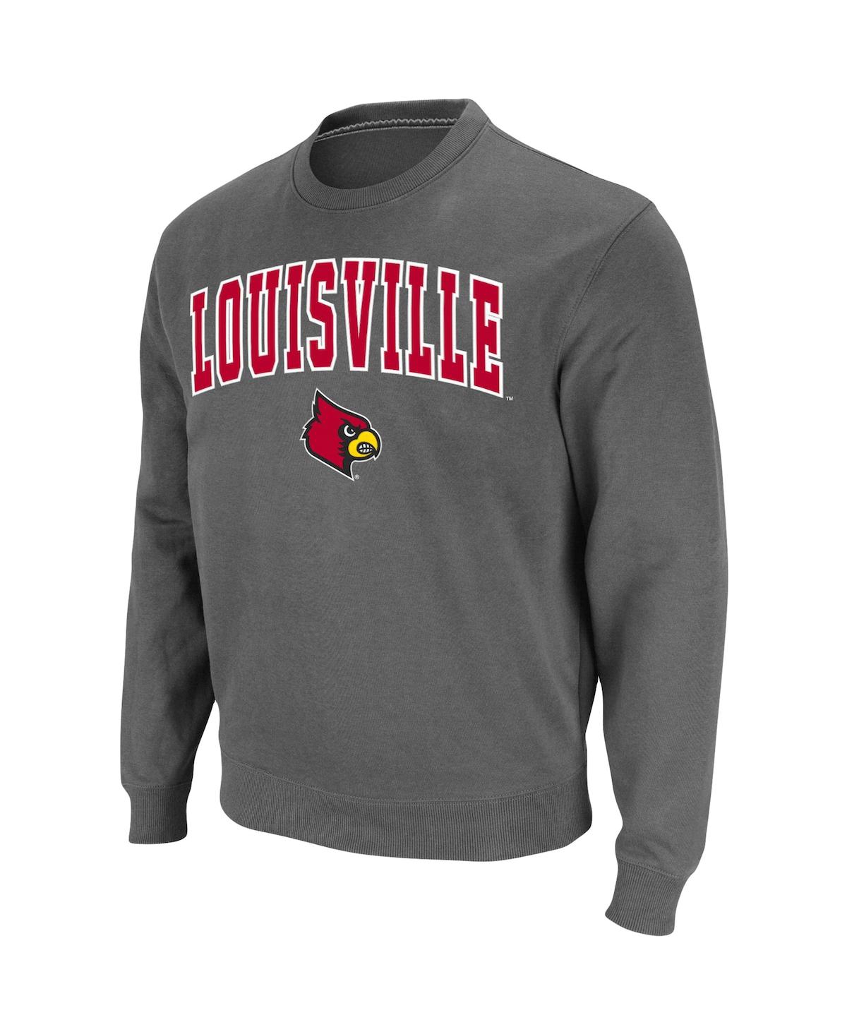 Shop Colosseum Men's  Charcoal Louisville Cardinals Arch & Logo Tackle Twill Pullover Sweatshirt